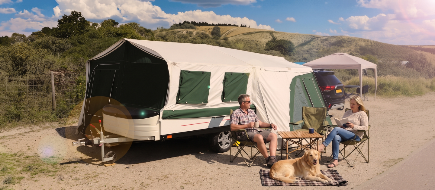 folding campervan set up