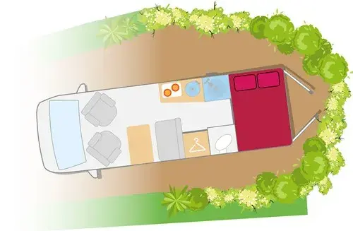 Transverse bed motorhome layout