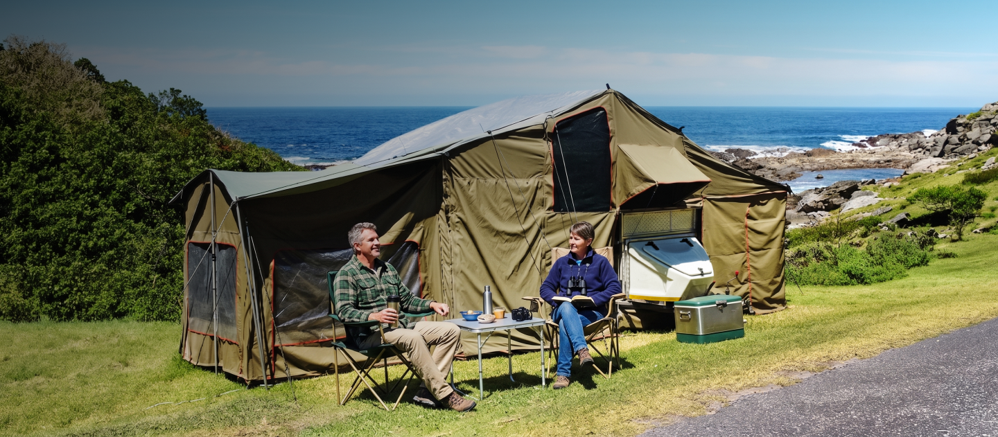 trailer tent popped up