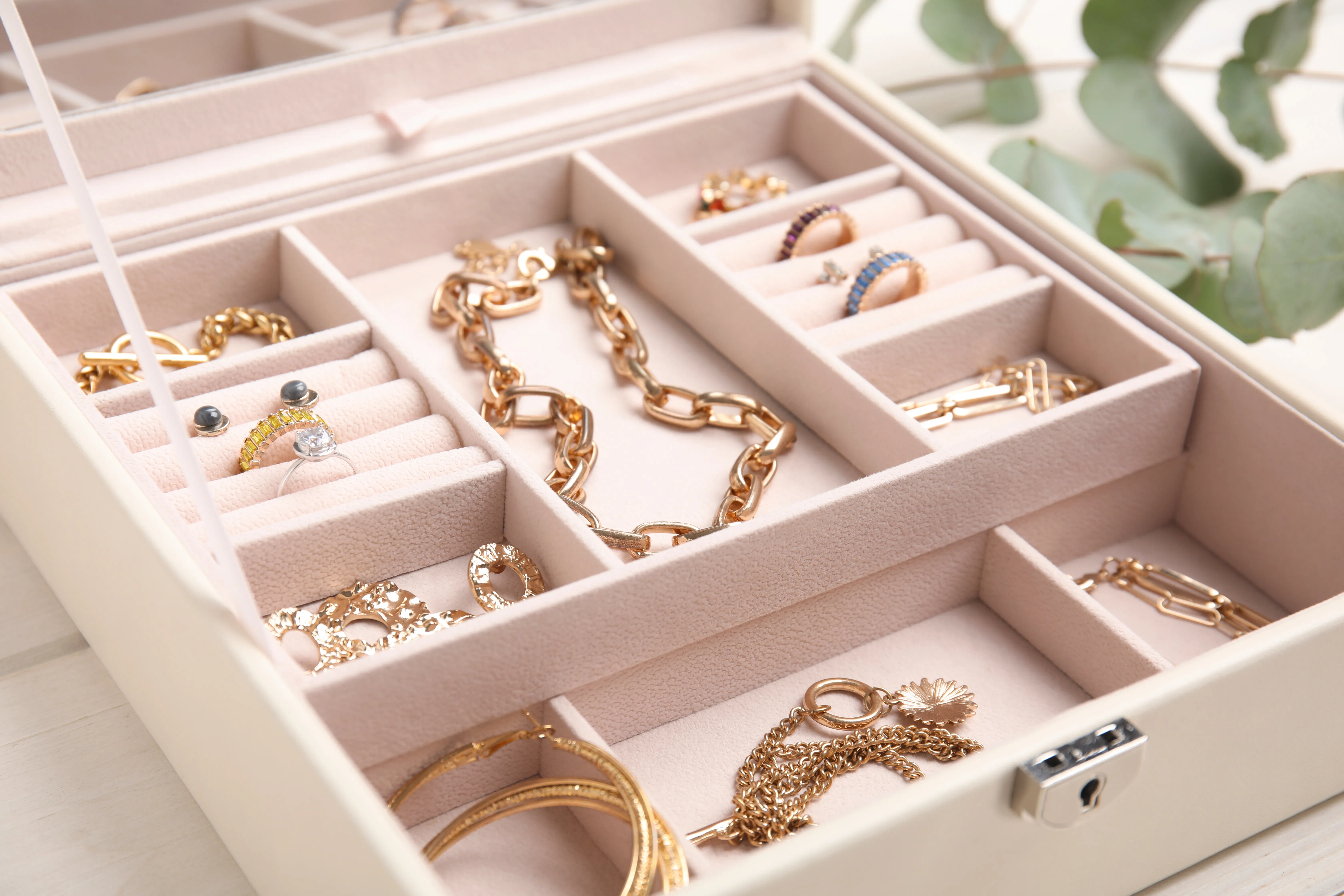 Jewellery box filled with jewellery