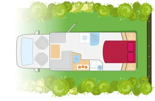 Island bed motorhome layout