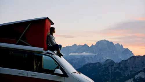 Campervan with an elevating roof